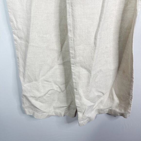 Reformation 2 Oatmeal Cream Naomi Linen Wide Leg Sleeveless Tie Waist Jumpsuit - Picture 7 of 13